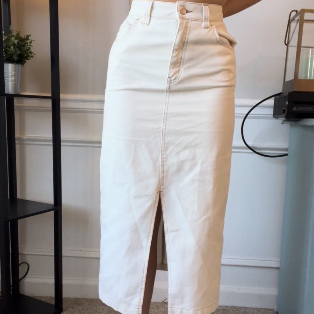 White maxi jean shirt